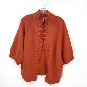 ISABELLA’S CLOSET Size 1X Short Sleeve Rust Toggle Button Short Sleeve Cardigan